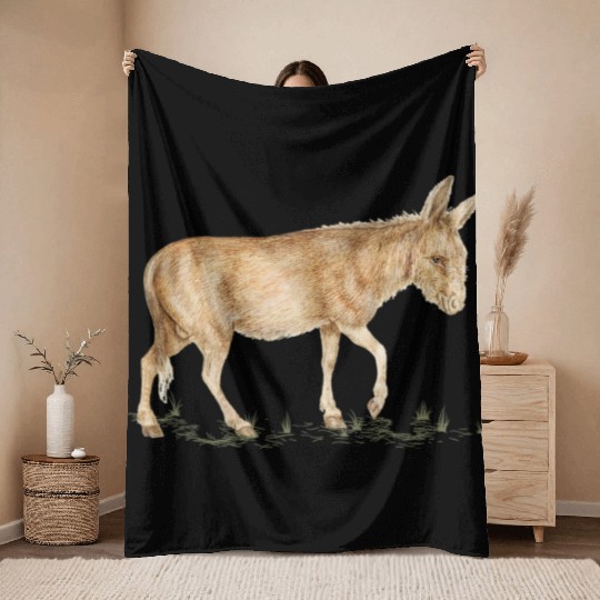 Farm Donkey Animal Lover Zookeeper Mule Farmer Throw Blankets