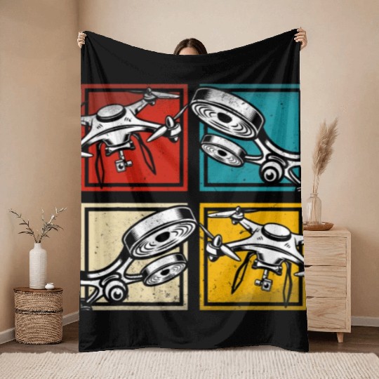 Drone Lover Funny Aerial Photography Expert Drone Throw Blankets