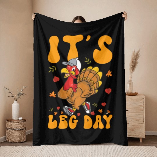 Thanksgiving Turkey Trot Squad Running Throw Blankets