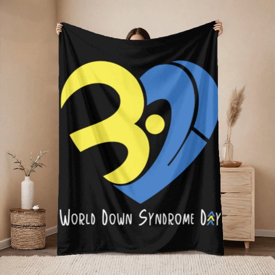 Love World Down Syndrome Awareness Day Love 3 Throw Blankets
