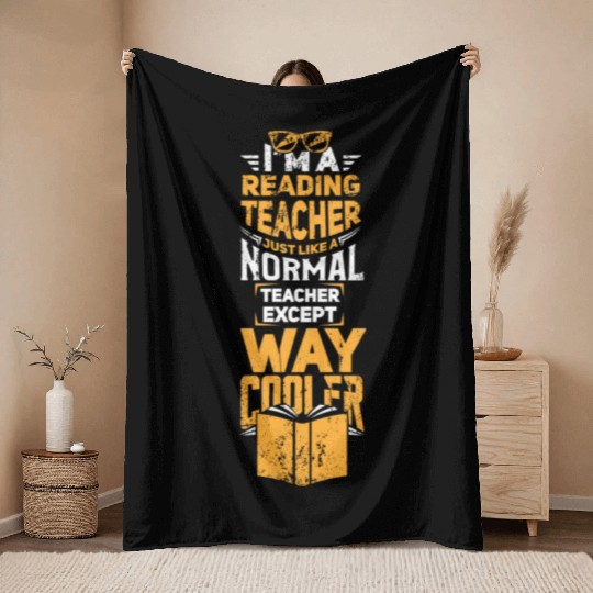 Cool Reading Teacher Throw Blankets