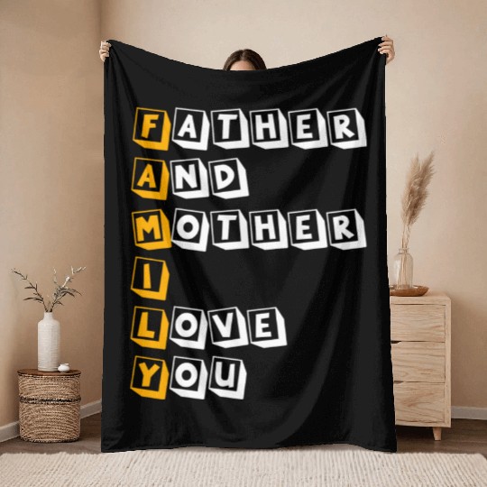 Father And Mother I Love You Family Throw Blankets