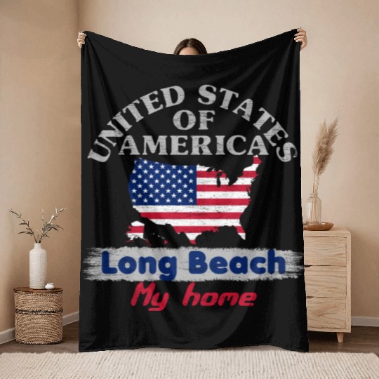 United States of America - Long Beach my home - us Throw Blankets