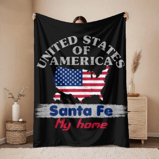 United States of America - Santa Fe my home - USA Throw Blankets