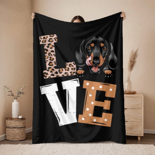 Dachshund Dog I Love My Dachshund Funny Dog Lovers Throw Blankets