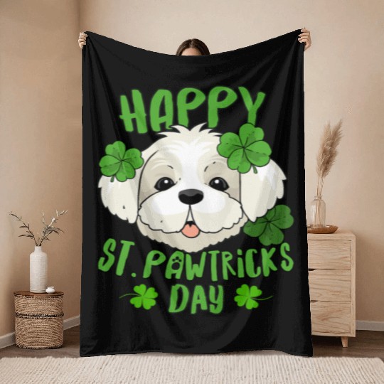 Saint Pawtricks Day Dog Lovers Keepers Pet Owners Throw Blankets