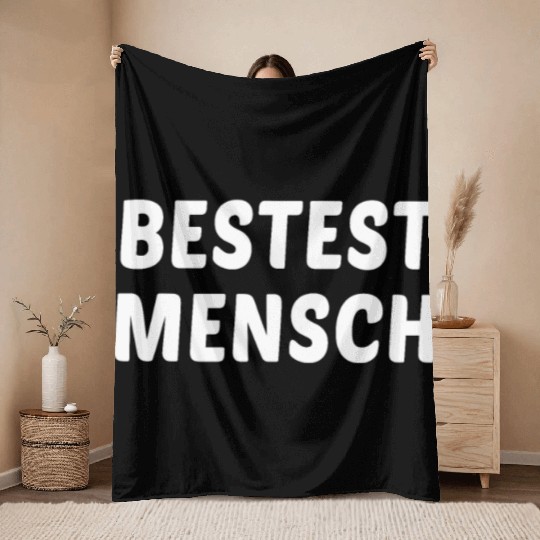 Bestest Mensch - Unisex Best Man Throw Blankets, Deep Track