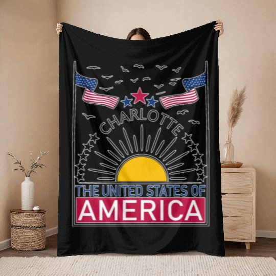 Welcome to Charlotte, Welcome to North Carolina Throw Blankets