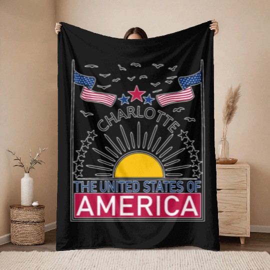 Welcome to Charlotte, Welcome to North Carolina Throw Blankets