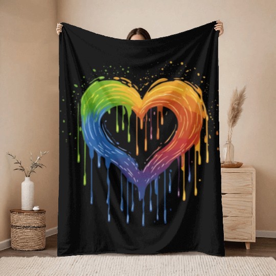 Love Without Limits: LGBTQ+ Rainbow Heart, Throw Blankets