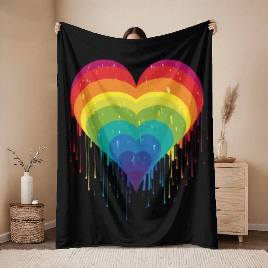 Queer & Loving It: LGBT Rainbow Heart, Supporting Throw Blankets