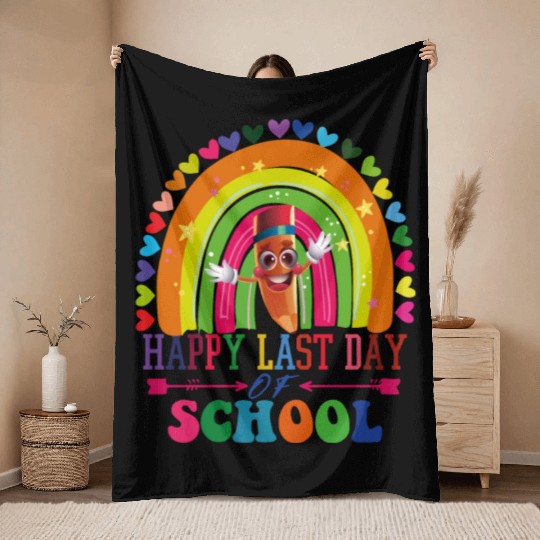 Groovy Happy Last Day of School Teacher Student Throw Blankets