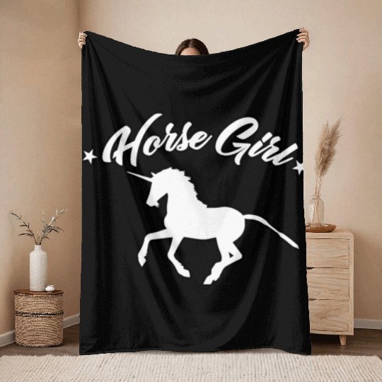 Horse Girl Throw Blankets Horse Lovers Gift Equestrian