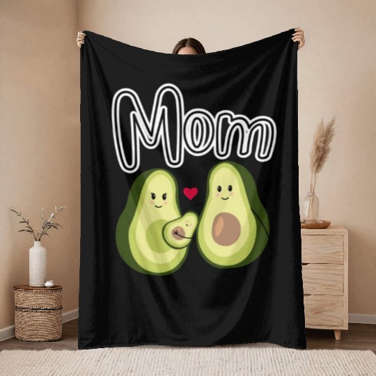 Cute Avocado Family Mom Design Throw Blankets