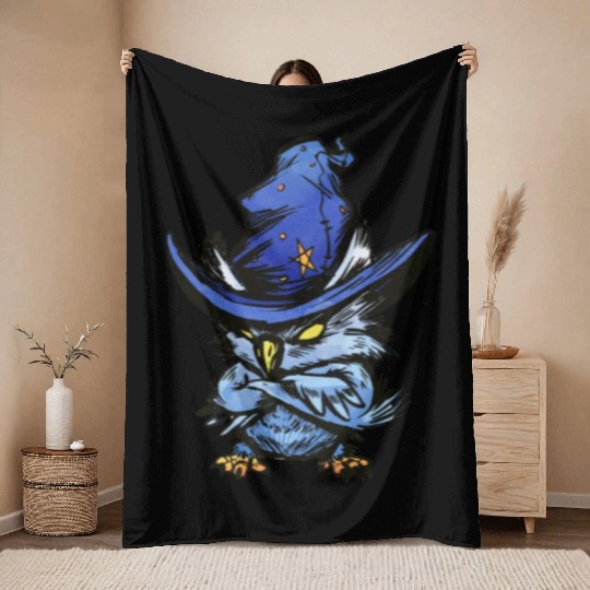Witchy Owl Throw Blankets