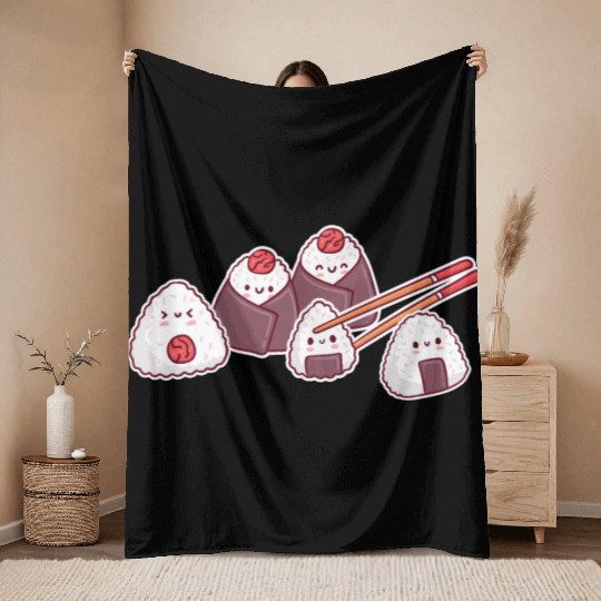 Onigiri japanese rice balls. Throw Blankets