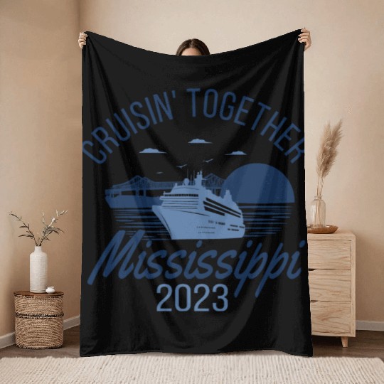 Mississippi River Cruise Throw Blankets