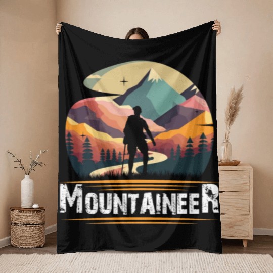 Mountaineer Mountains climbing Hiker Wanderlust Throw Blankets