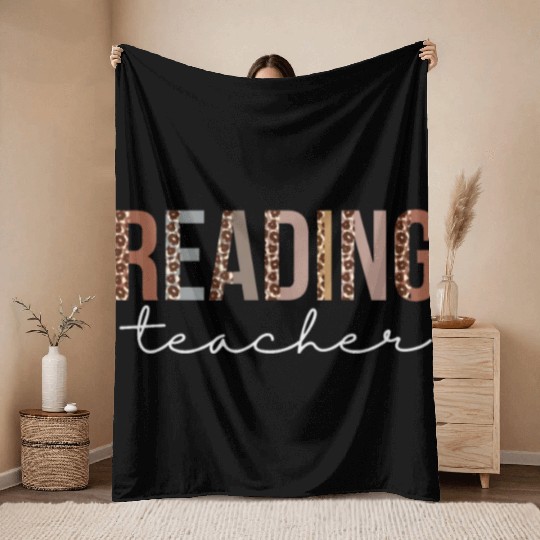 Reading Teacher Leopard Appreciation For Women For Throw Blankets