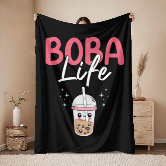 Boba Life Bubble Tea Lover Boba Tea Drinker Korean Throw Blankets