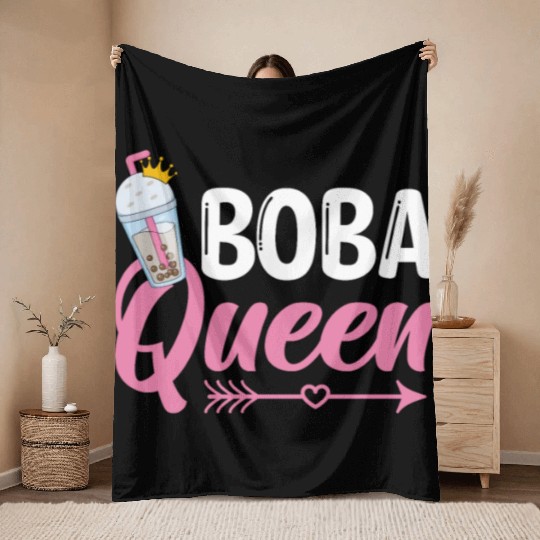 Boba Queen Bubble Tea Lover Boba Tea Drinker Throw Blankets