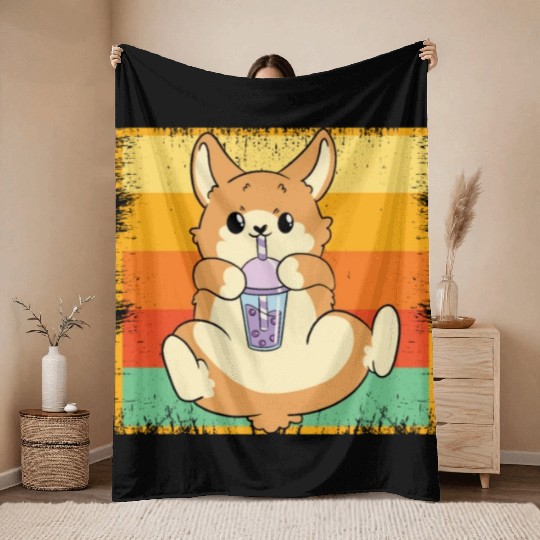 Bubble Tea Lover Boba Tea Drinker Dog Owner Throw Blankets