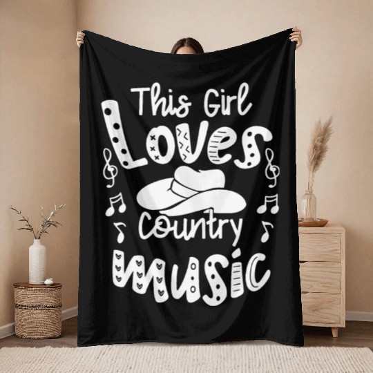 Funny Music Lover This Girl Loves Country Musicwes Throw Blankets