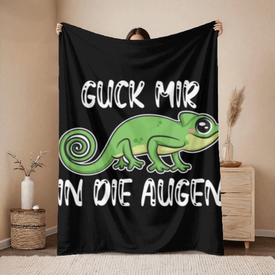 Cute chameleon animal lover Throw Blankets