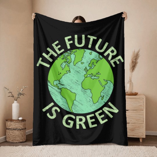 Earth Day 2022 Future Is Green Energy Save Throw Blankets