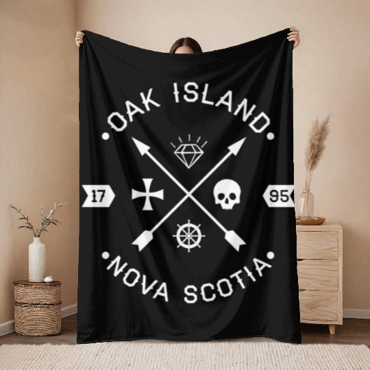 Oak Island Knights Templar Skull Arrows Throw Blankets