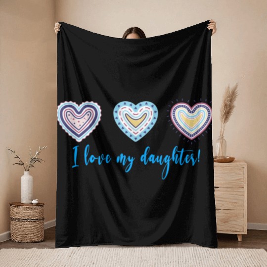 I Love My Daughter Modern Boho Style Throw Blankets