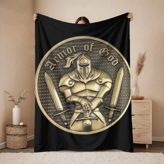 Armor of god christian knight Throw Blankets