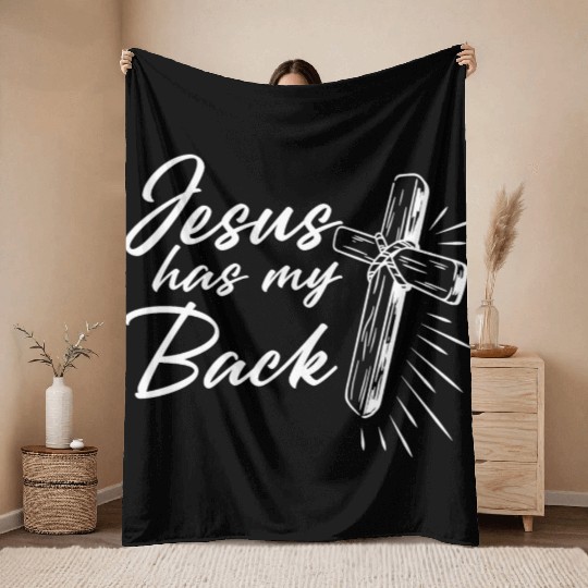Jesus Has My Back 2 Throw Blankets