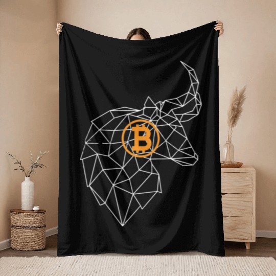 Bitcoin Bull Throw Blankets