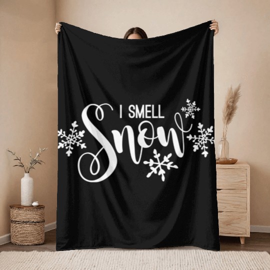 37692 Focused I Smell Snow Grey Small Throw Blankets