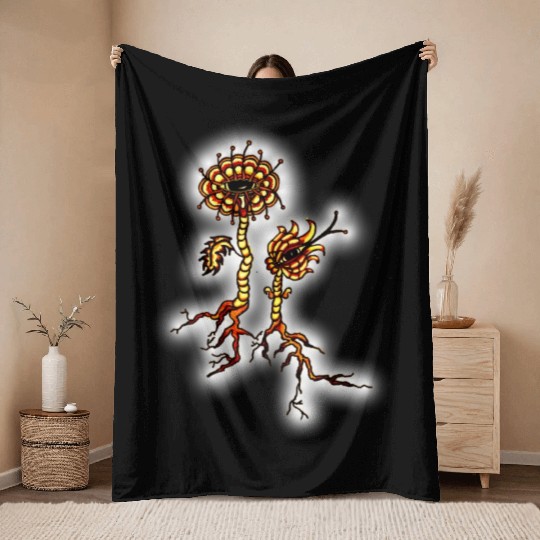 AliEN FlOWeR33B Throw Blankets