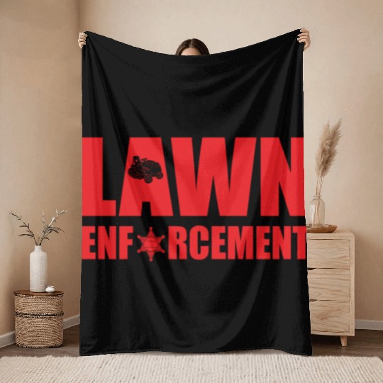 Funny Lawn Enforcement Outfit Grass Cutting Throw Blankets