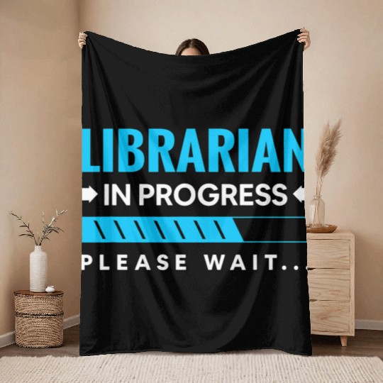 Funny Librarian In Progress Library Science Throw Blankets