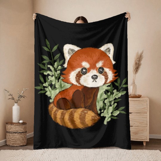 Red Panda In Nature Throw Blankets