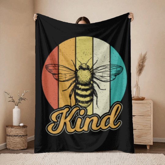 Be Kind Bee Kind Kindness Inspirational Teacher Throw Blankets