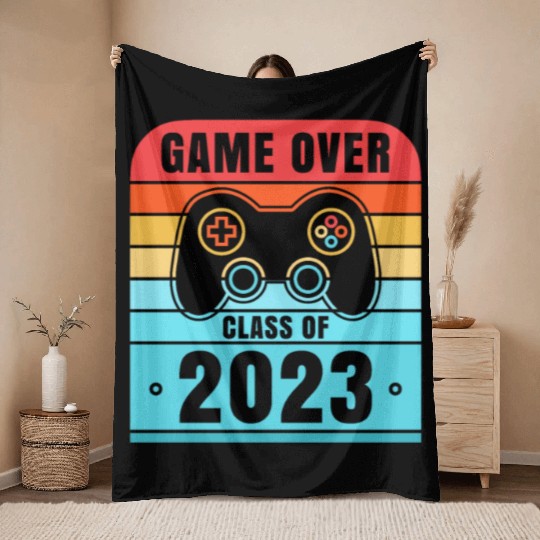 Game Over Class Of 2023 Throw Blankets Students Funny 2023