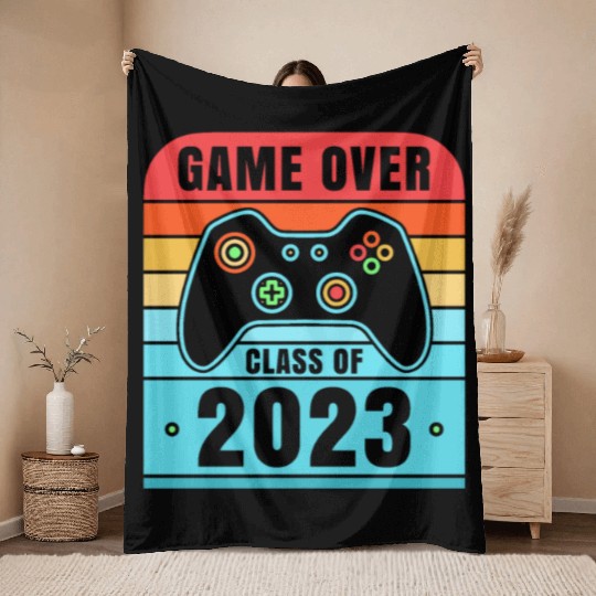 Game Over Class of 2023 Video Games 2023 Gamer Throw Blankets
