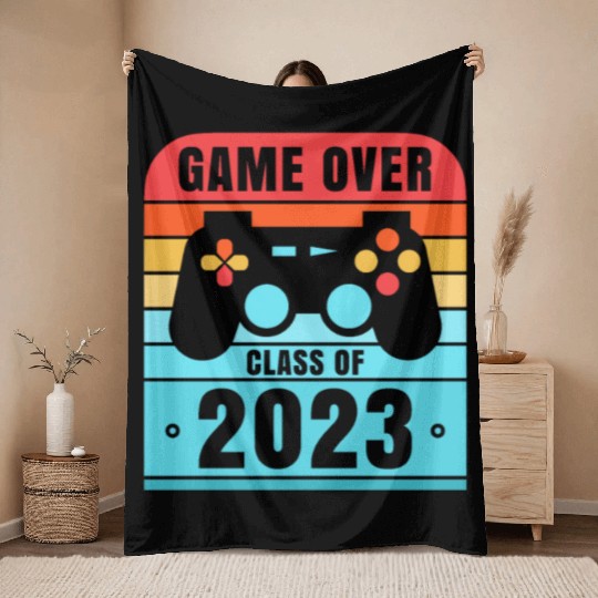 Game Over Class of 2023 Grad 2023 Graduation Throw Blankets