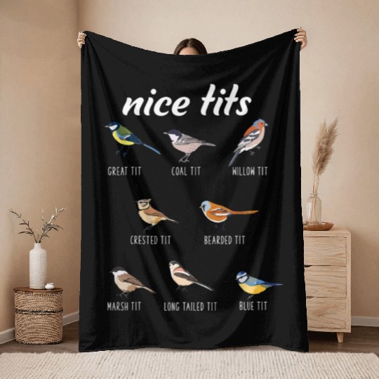 Funny Nice Tits Birdwatching Bird Watching Birding Throw Blankets