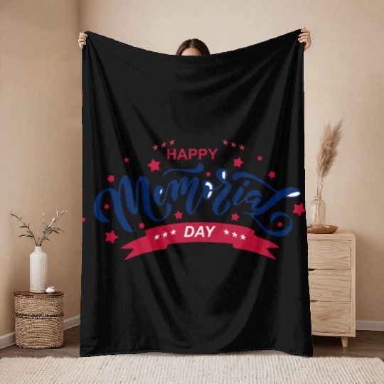 HAPPY MEMORIAL DAY Throw Blankets