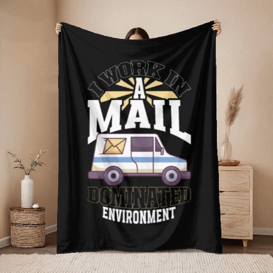 Postal Worker Mail Lady Mail Carrier Postal Throw Blankets