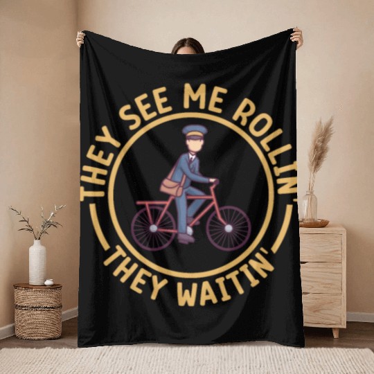 Postal Worker Mail Lady Mail Carrier Postal Throw Blankets