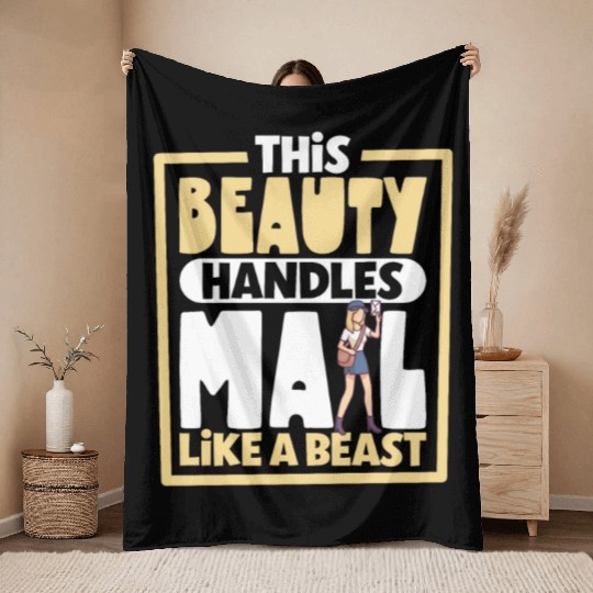 Postal Worker Mail Lady Mail Carrier Postal Throw Blankets