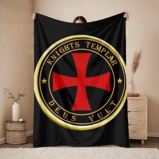 Knights Templar Deus Vult Throw Blankets