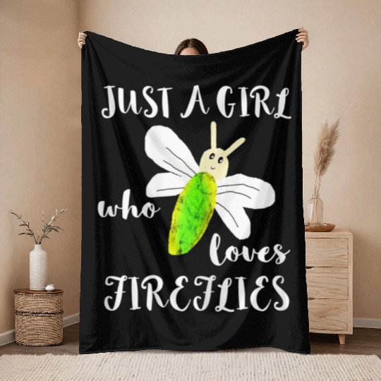 Just A Girl Who Loves Fireflies Lightning Bugs Throw Blankets